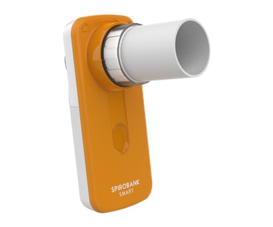 An image of a Spirobank Smart personal spirometer on a white background.