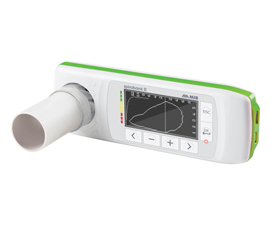 A Spirobank II Basic professional spirometer on a white background.