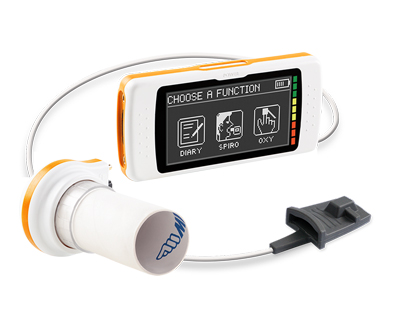 A Spirodoc professional spirometer on a white background.